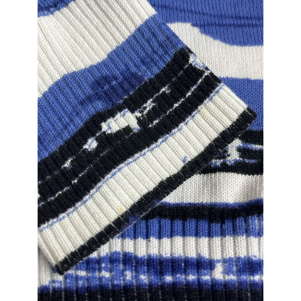 Lafayette 148‎ Abstract Stripe Silk Panel Knit Cardigan Sweater Blue White Large - Picture 11 of 12